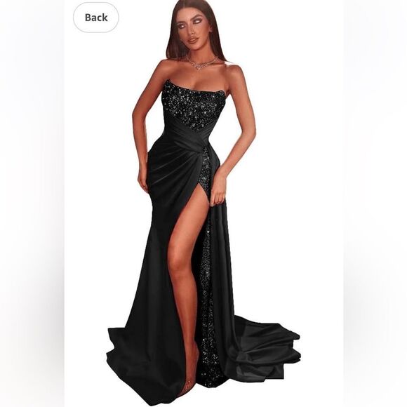 New Sparkly Sequin Prom Dresses Bridesmaid Dress Long Satin Evening Party Dress - Picture 1 of 12
